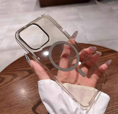 Prozirni PC glitter kućište s magnetskim zatvaranjem – tvrdi kućište za iPhone 11–14 Pro/Pro Max