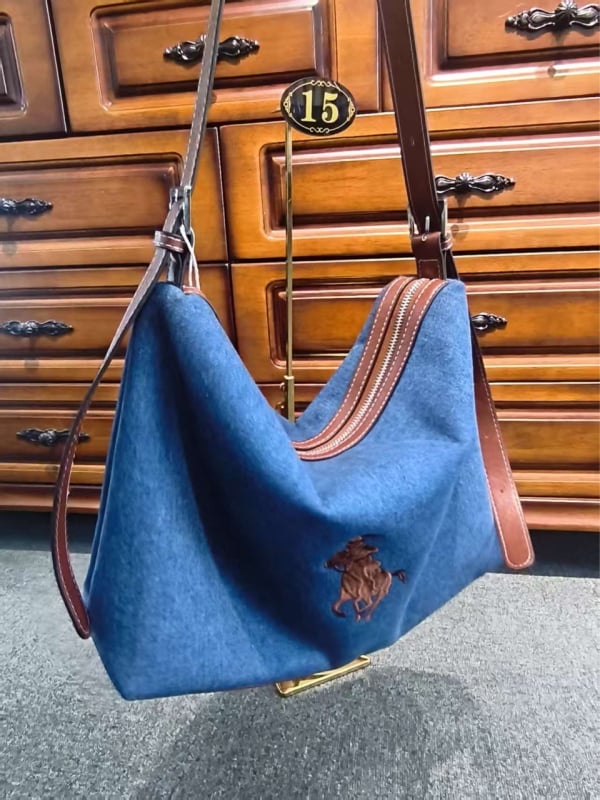 Premijumna ženska torbica od pranog platna, jedinstven dizajn, srednja veličina, blok boja, casual crossbody torba za žene