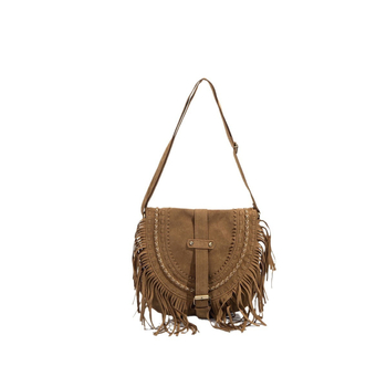 Baršunasta torbica tipa sedlo s resicama, nišni retro stil, crossbody torba
