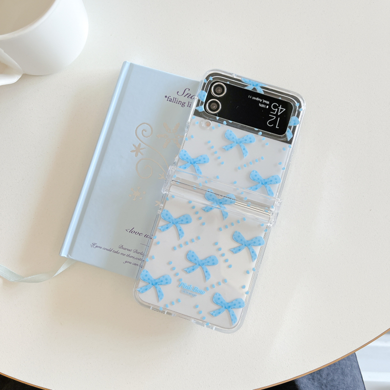 Stojak u Ins stilu s mašnicom za kućište Samsung Z Flip7 i sklopivu zaštitnu narukvicu, prozirno
