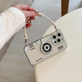TPU zaštitna maska za iPhone 16 Pro s retro motivom kamere, otporna na padove, otisci prstiju otporna, stilna