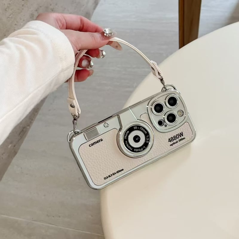TPU zaštitna maska za iPhone 16 Pro s retro motivom kamere, otporna na padove, otisci prstiju otporna, stilna