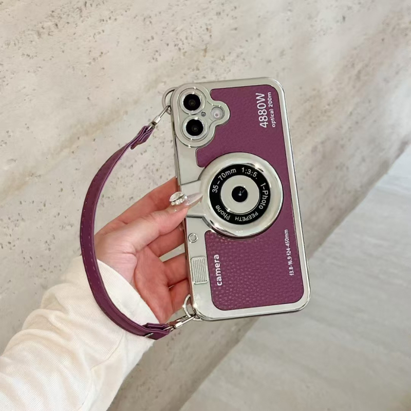 TPU zaštitna maska za iPhone 16 Pro s retro motivom kamere, otporna na padove, otisci prstiju otporna, stilna
