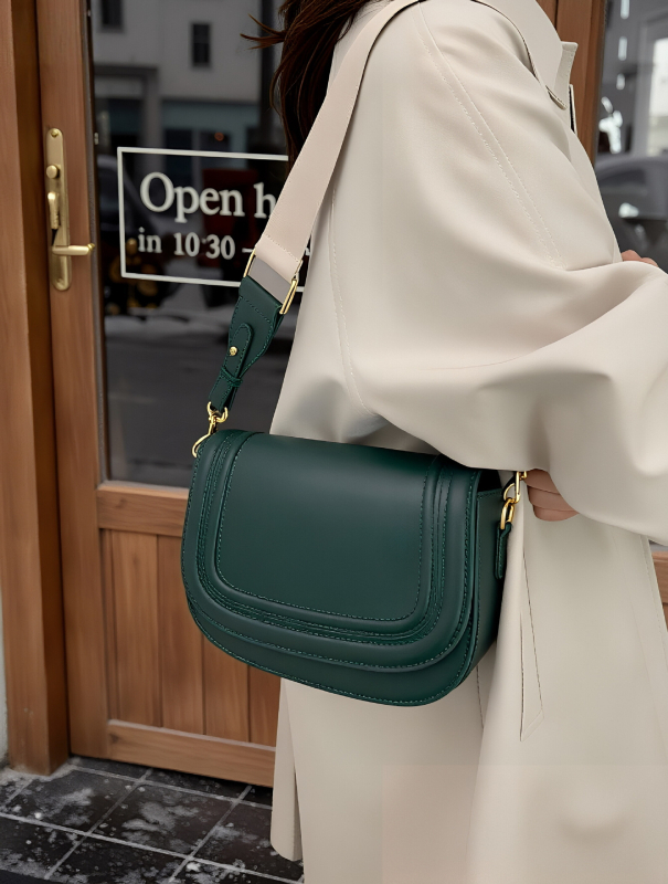 PU kožna crossbody torba — minimalistički dizajn, oblik sedla, mala kvadratna torba, široka naramenica, za dnevnu uporabu