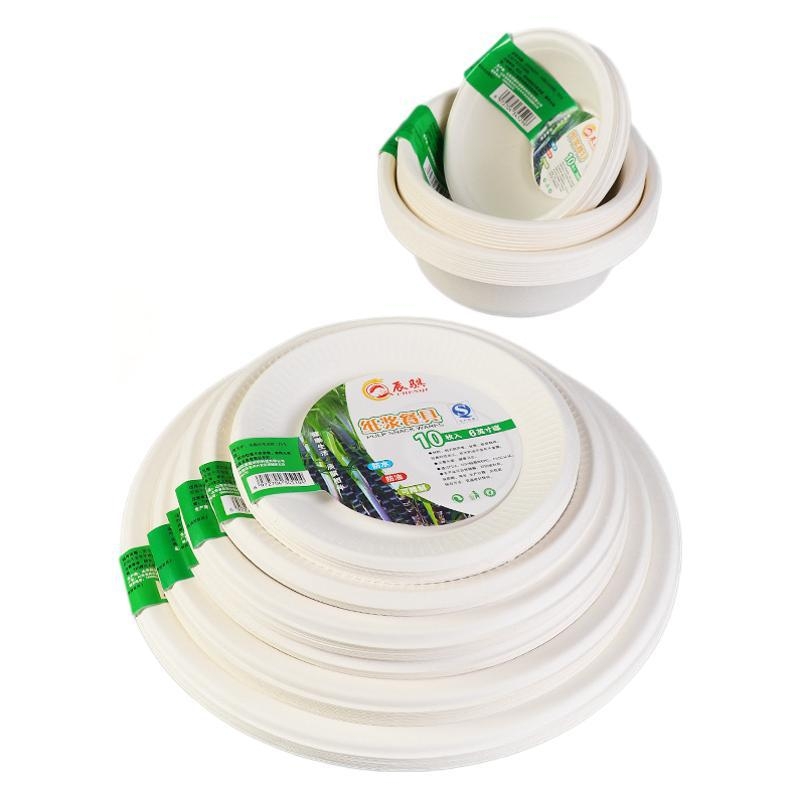 Farfurii de unică folosință din pulpă de hârtie, farfurii adânci pentru bento, set de 10