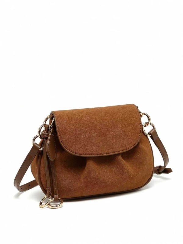 2025 Ženska torbica u obliku sedla, mat suede materijal, nišni dizajn, minimalistička i svestrana, velika kapaciteta, crossbody torba