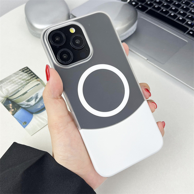 Spojeno magnetsko kućište za iPhone 13–16 Pro – kontrastne boje, mat završna obrada, kreativan dizajn