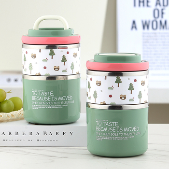 Cutie de prânz din oțel inoxidabil, izolație în două straturi, portabilă, cu design cu trifoi norocos