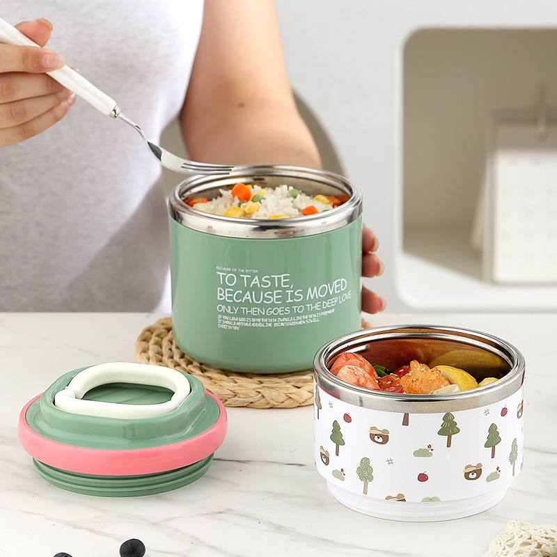Cutie de prânz din oțel inoxidabil, izolație în două straturi, portabilă, cu design cu trifoi norocos