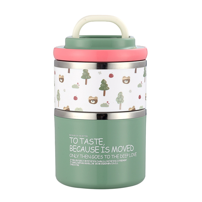 Cutie de prânz din oțel inoxidabil, izolație în două straturi, portabilă, cu design cu trifoi norocos