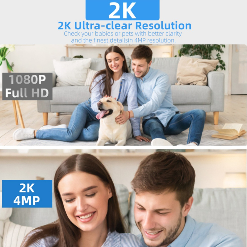 ICSEE Bežična baterijska kamera – HD za unutarnju upotrebu, 360° PIR, pametno praćenje, niska potrošnja energije