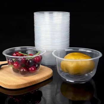 Boluri rotunde din plastic, de unică folosință, cu capac transparent – set de veselă pentru uz casnic, tip rigid, PP