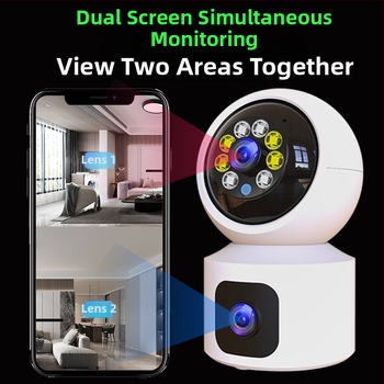 HD dvojlencová vnútorná WiFi kamera na monitorovanie so pan/tilt a dvojitým panoramatickým zobrazením