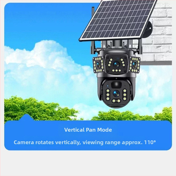 Solárna 4G panoramatická inteligentná kamera s dvojitým objektívom, nízka spotreba energie, obojsmerný zvuk, vonkajší monitor.