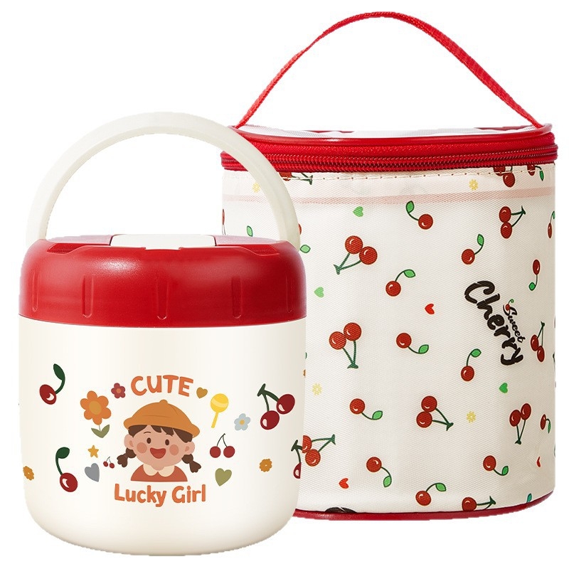 Cutie de prânz izolată din oțel inoxidabil 304, portabilă, cu două compartimente, design cu desen animat, etanșă și anti-scurgere