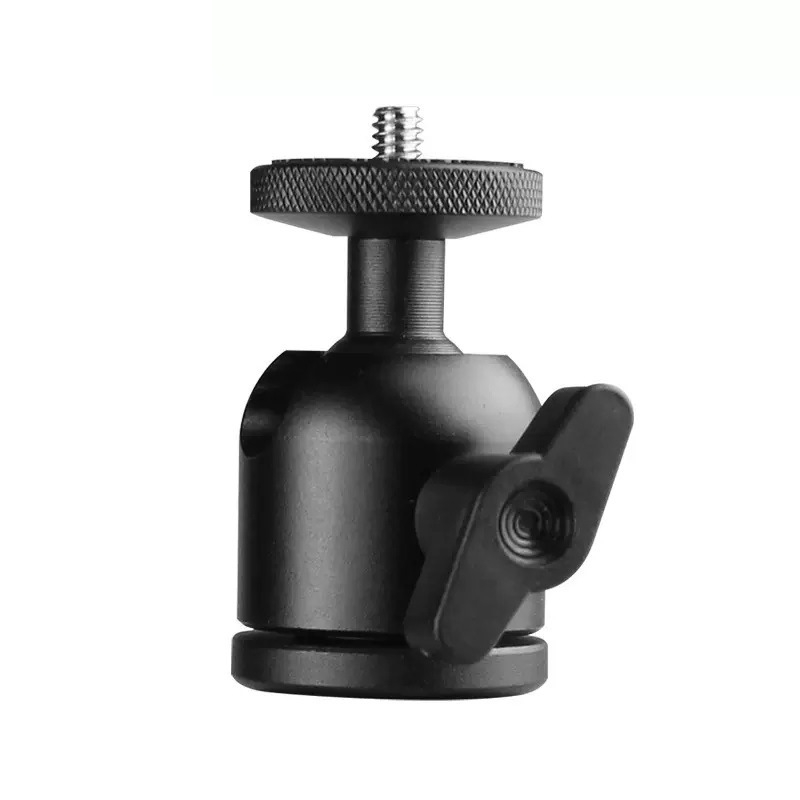 Kovová gimbalová hlava na tripod, kompatibilná s bezzrkadlovkami a DSLR, 3/8 palcový závit, 360° pan/tilt