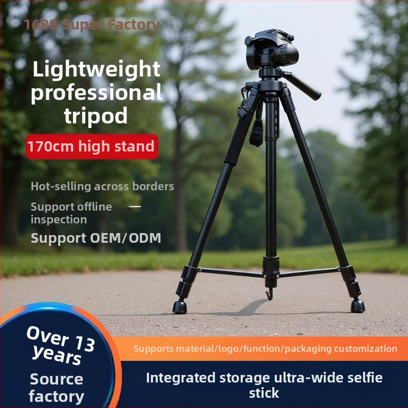 360° trojnožný statív pre DSLR fotoaparáty a projektor, pre vonkajšie použitie, výška 1,7 m