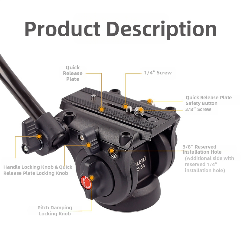 Xiletu LS6A hydraulická kamera gimbal hlava so statívom a posuvnou koľajnicou pre pozorovanie vták a fotografovanie, univerzálne
