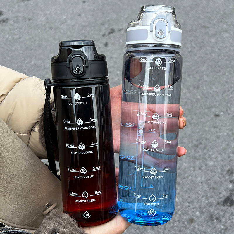 Sticlă de apă din plastic, cu capacitate mare, recipient sport portabil pentru elevi