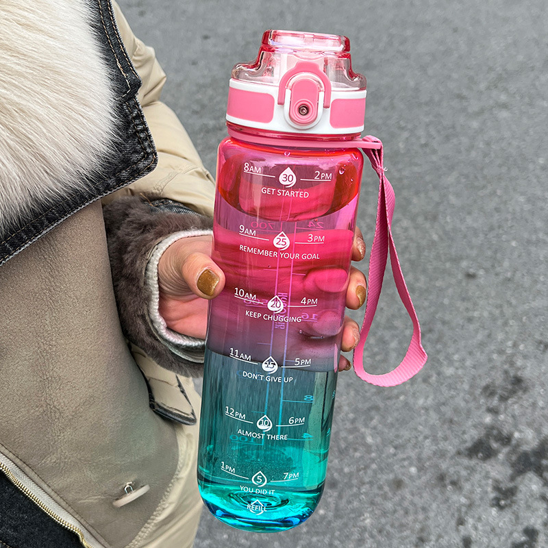 Sticlă de apă din plastic, cu capacitate mare, recipient sport portabil pentru elevi