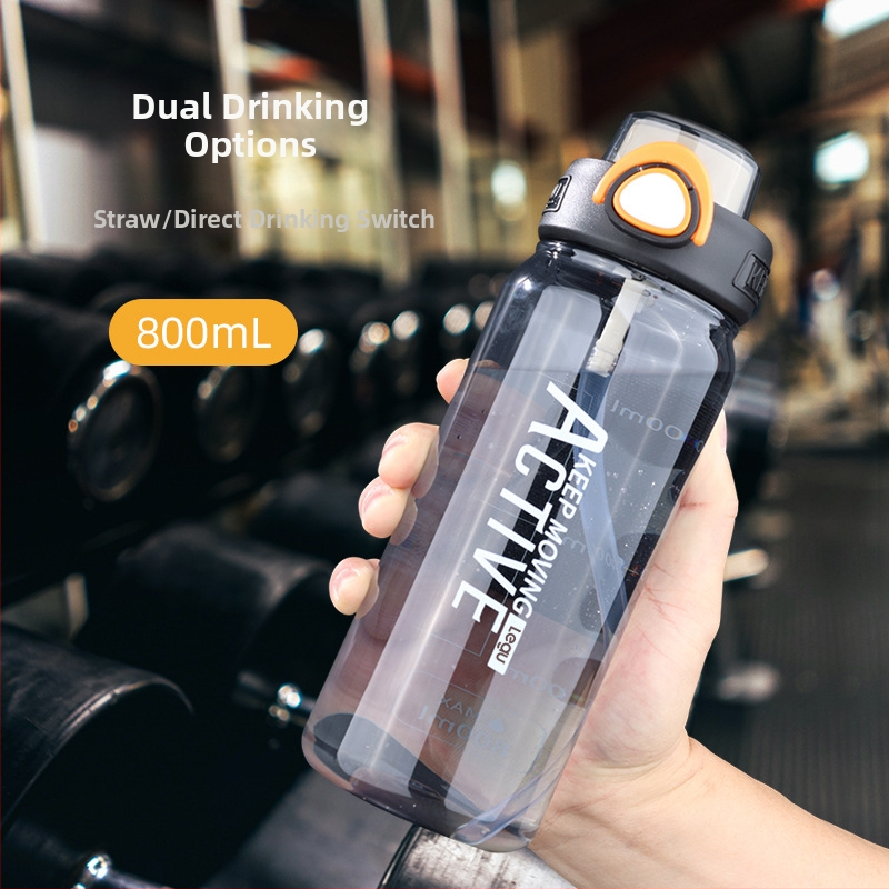 Cană din plastic Tritan cu pai pentru fitness în aer liber, cană de apă portabilă, de mare capacitate
