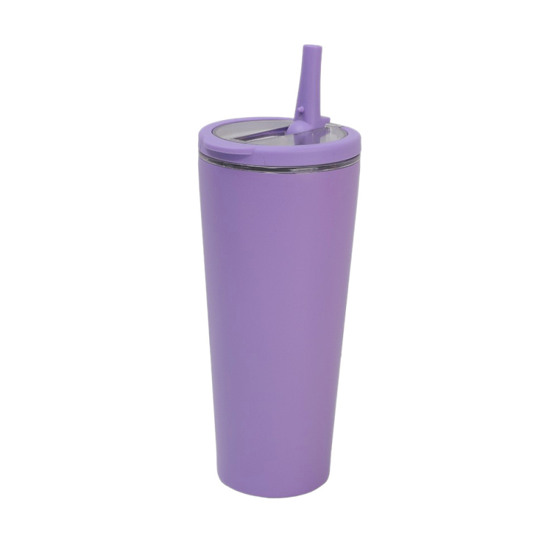 Sticlă de apă din oțel inoxidabil, izolație în vid, cu mâner și pai – sticlă sport, cu pereți dubli, oțel 304/201