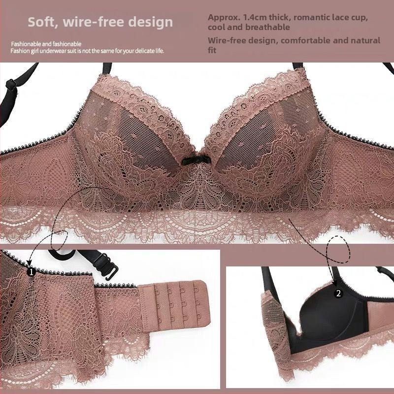 Čipkasti set grudnjaka za mali bust, bez žice, podesiv, seksi