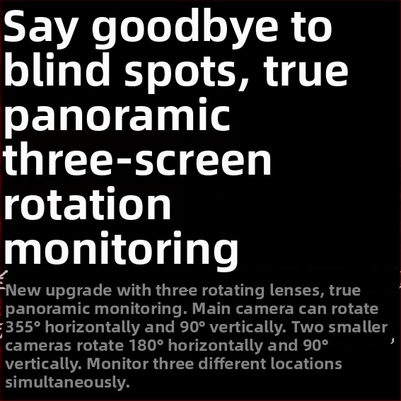 Qiaoan kamera s tromi objektívmi 360° bezdrôtová na diaľkové vonkajšie aj vnútorné použitie, nočné videnie, 4G monitorovanie