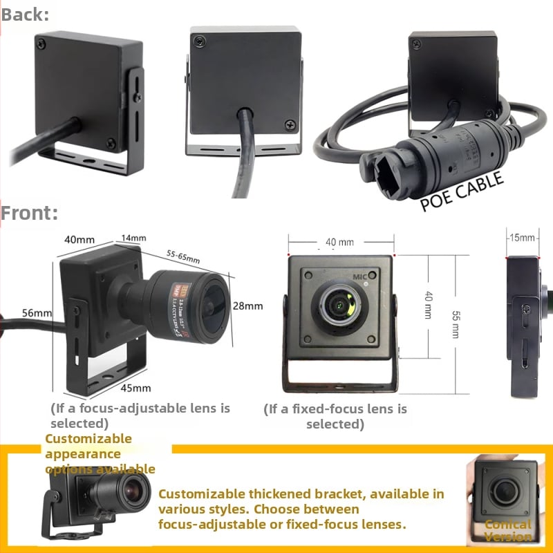 Metalna IP kamera PoE kvadratnog oblika s nosačem, 5MP/4MP, Xiongmai XMEYE