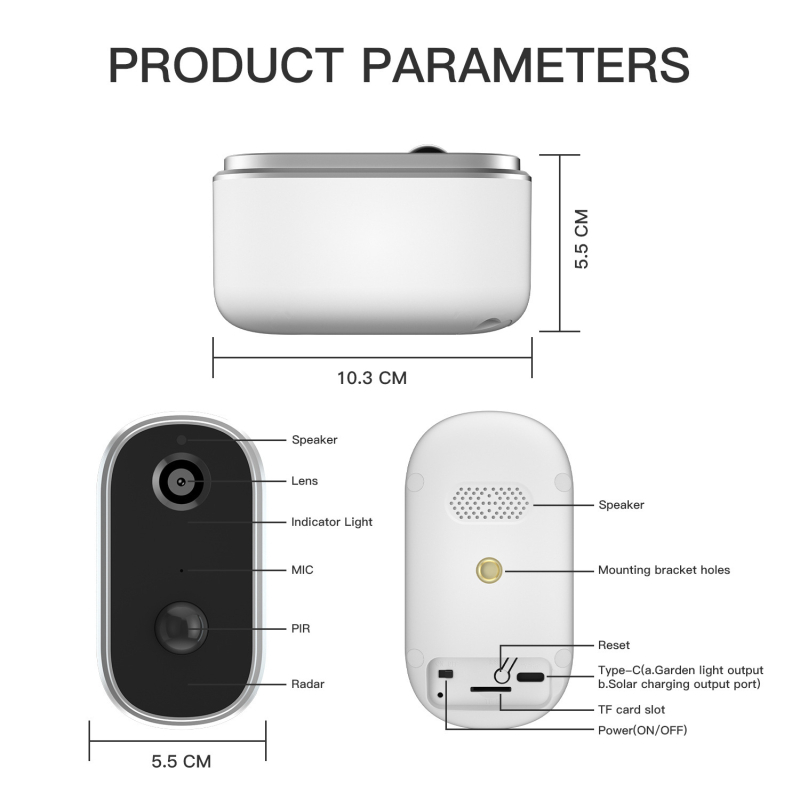 Cameră de securitate 1080P alimentată solar, inteligentă pentru casă, monitorizare wireless în exterior