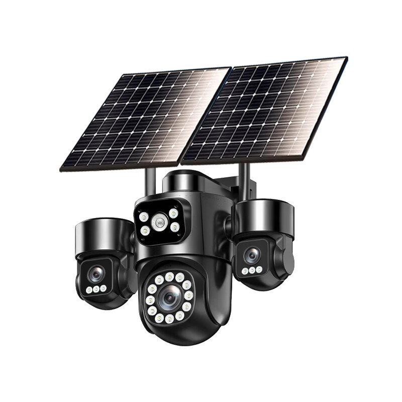 Solarna kamera za nadzor s četiri leće za vanjsku upotrebu, autonomni rad, pokrivenost od 360 stupnjeva.