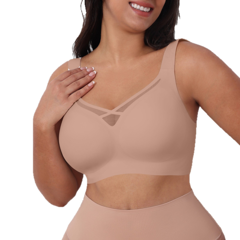 Plus-size bežični grudnjak za žene, bezšivni dizajn i podrška
