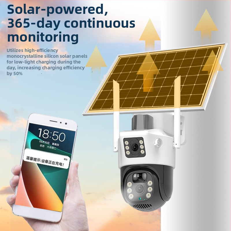Solarna vanjska kamera za nadzor, 360° pokrivenost, daljinsko praćenje mobilnim uređajem, noćni vid 4G