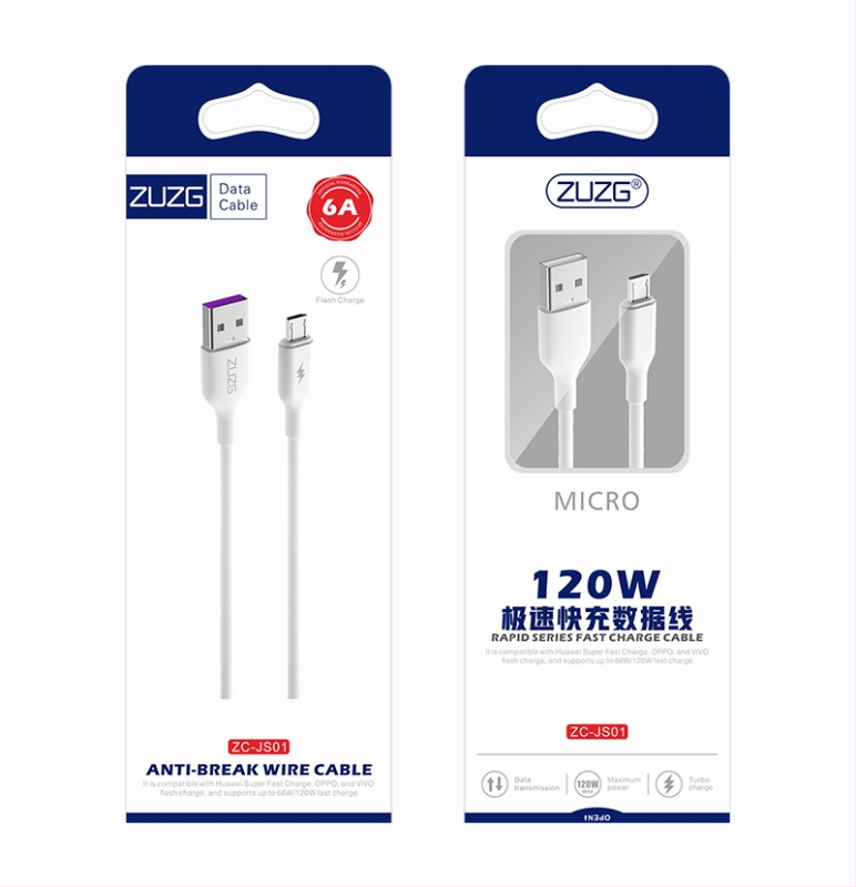 1–2 m dlhý rýchlonabíjací dátový kábel s konektormi USB-C, Micro USB a Lightning; kompatibilný s Android a Apple zariadeniami, podpora 5A/6A nabíjania
