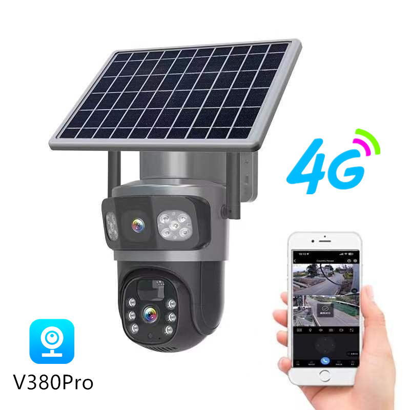 V380Pro Solarna 4G kamera – niska potrošnja, dvostruka leća, kupolna kamera s tri prikaza i HD noćni pogled