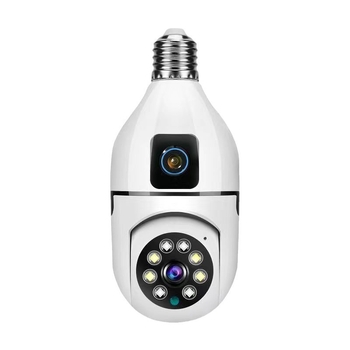Cameră WiFi fără fir, color HD, vizionare pe timp de noapte, obiectiv dual, soclu E27 – fără găurire