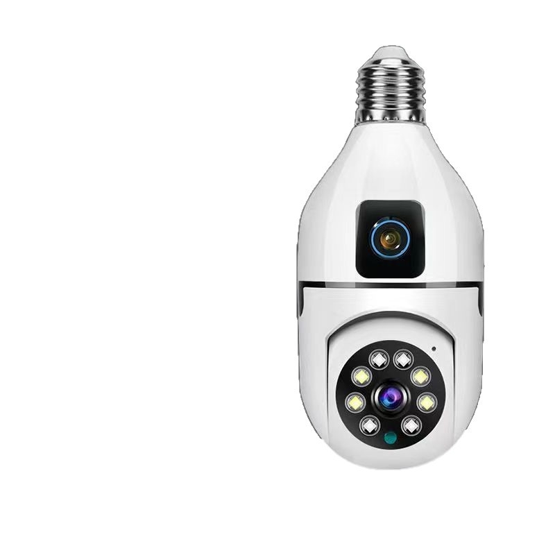 Cameră WiFi fără fir, color HD, vizionare pe timp de noapte, obiectiv dual, soclu E27 – fără găurire