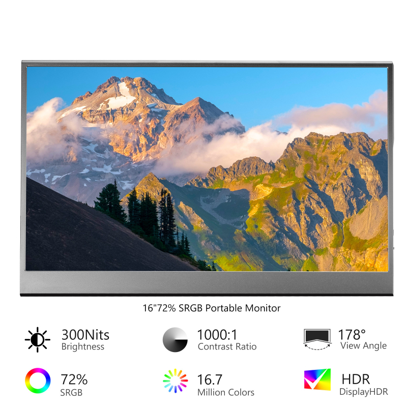 16-inčni prijenosni IPS monitor s zaštitom očiju, rezolucija 2560x1080, omjer stranica 16:9, sekundarni zaslon za laptop, telefon, Nintendo Switch i PS5 - USB/HDMI/VGA