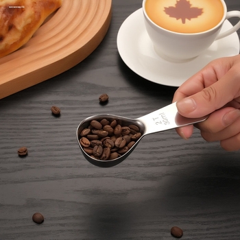 Lingură de măsurare pentru boabe de cafea, din oțel inoxidabil, corp îngroșat, scară de gradație, mâner scurt, pentru ceai, coacere și făină