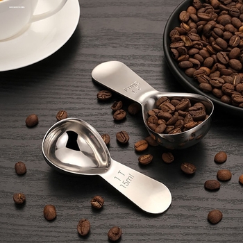 Lingură de măsurare pentru boabe de cafea, din oțel inoxidabil, corp îngroșat, scară de gradație, mâner scurt, pentru ceai, coacere și făină
