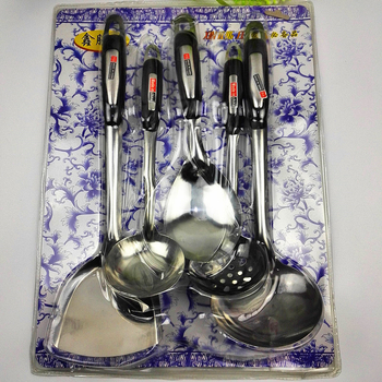 Set de 5 bucăți tacâmuri de bucătărie: spatulă, lingură de supă, lingură, lingură cu găuri, polonic