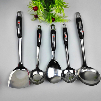Set de 5 bucăți tacâmuri de bucătărie: spatulă, lingură de supă, lingură, lingură cu găuri, polonic