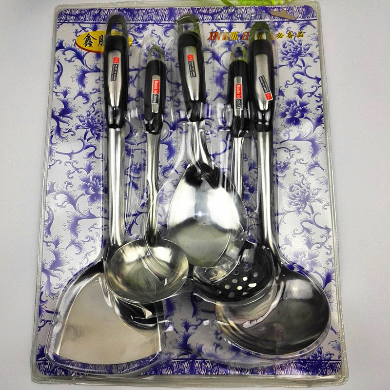Set de 5 bucăți tacâmuri de bucătărie: spatulă, lingură de supă, lingură, lingură cu găuri, polonic