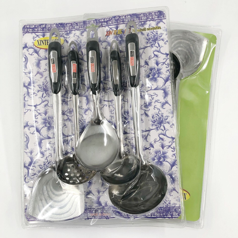 Set de 5 bucăți tacâmuri de bucătărie: spatulă, lingură de supă, lingură, lingură cu găuri, polonic