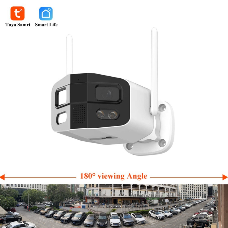 Tuya 180° ευρυγώνια κάμερα νυχτερινής όρασης για εξωτερικούς χώρους, IP66 ανθεκτική στο νερό, απομακρυσμένος έλεγχος