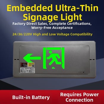 Kovový ultra-tenký vstavaný signál evakuácie s LED osvetlením, 36V-220V