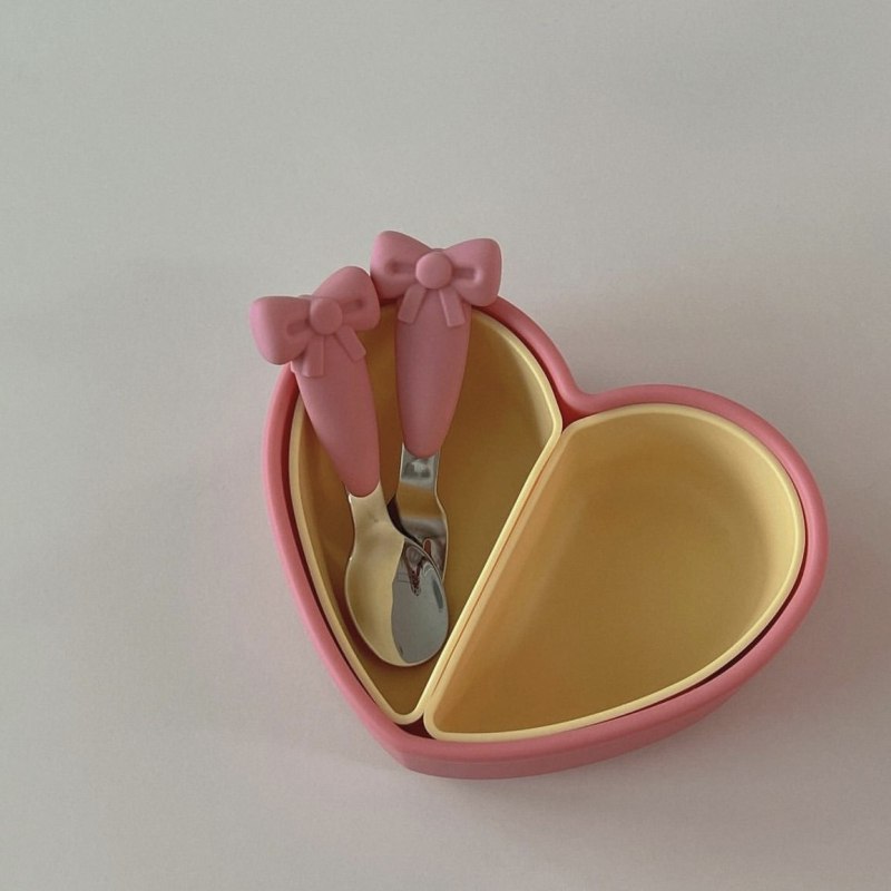 Lingură și furculiță pentru copii, din oțel inoxidabil, mâner scurt, design desen animat