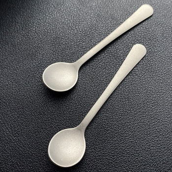 Lingură mini din titan pur, 7,4 cm, lingură de desert, lingură de condimente, linguriță de măsurare pentru pulberi medicamentoase