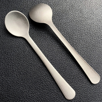 Lingură mini din titan pur, 7,4 cm, lingură de desert, lingură de condimente, linguriță de măsurare pentru pulberi medicamentoase