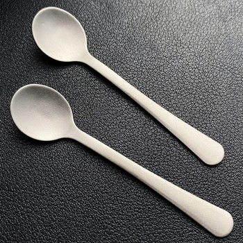 Lingură mini din titan pur, 7,4 cm, lingură de desert, lingură de condimente, linguriță de măsurare pentru pulberi medicamentoase